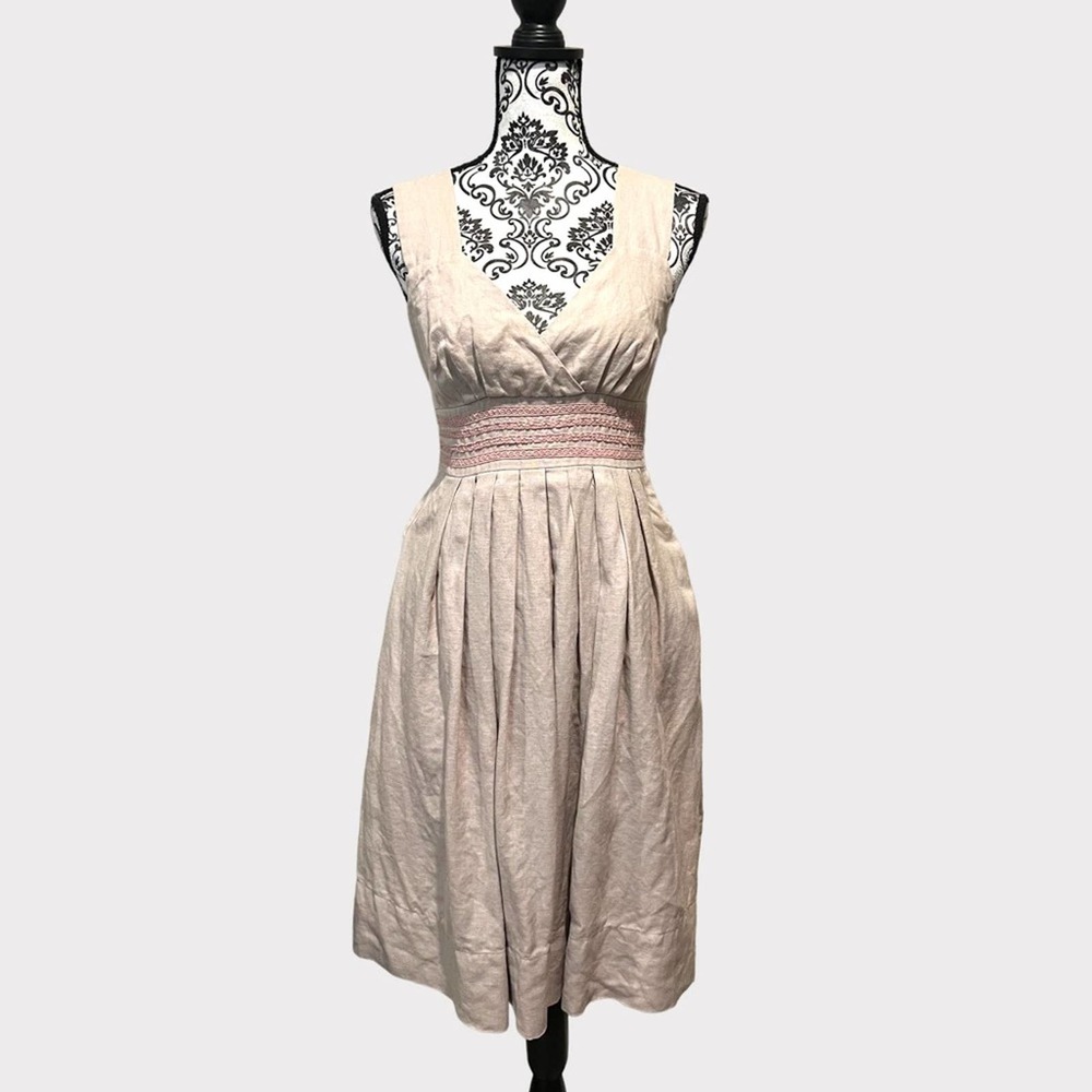 Sundance dusty rose pink linen pleated Sundress size Petite 6